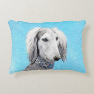 Almofada Decorativa Pintura em Saluki (Prata) - Arte Cão Original Bon