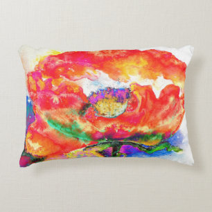 Almofada Decorativa Pintura floral de abstrato vermelho elegante