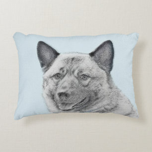 Almofada Decorativa Pintura Norueguesa de Elkhound - Arte Original de