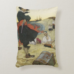 Almofada Decorativa Piratas Antigos, William Kidd Enterrando Tesouro