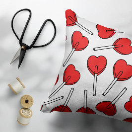 Almofada Decorativa Pirulitos Vermelhos, Pirulitos em Forma de Coração