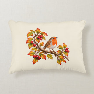 Almofada Decorativa Piscoieira de Outono Desenho Botânico de Pássaros
