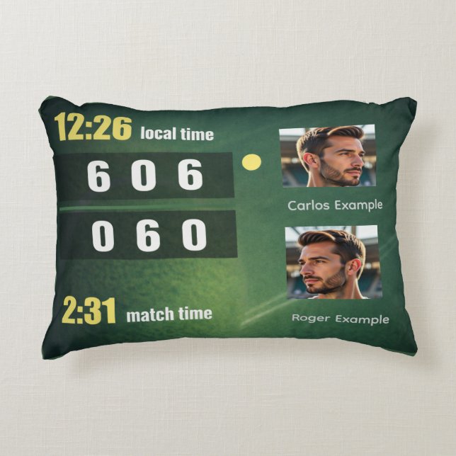 Almofada Decorativa Placar Personalizado de Partida de Tênis (Frente)