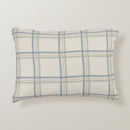 Almofada Decorativa Plaid de Janela Costeira em Azul Suave e Salvia
