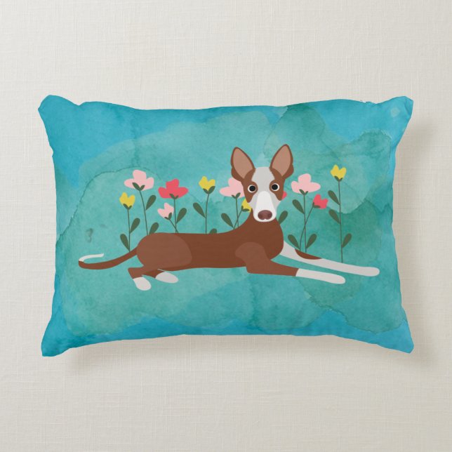 Almofada Decorativa Podenco Floral Podenco Azul (Frente)