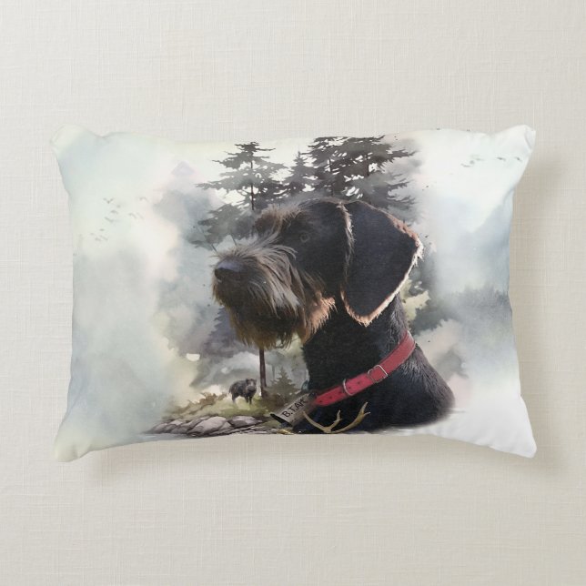 Almofada Decorativa Pointer de Cabelo Rijo Alemão, GWP (Frente)