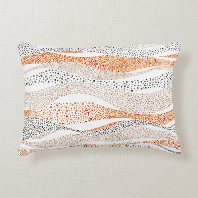 Almofada Decorativa Pointilismo Wavy Polka: Têxtil de Doodle Cute (Frente)
