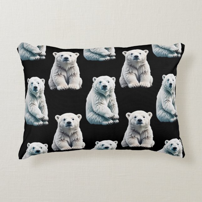 Almofada Decorativa Polar Bear Animal Pattern Design (Frente)
