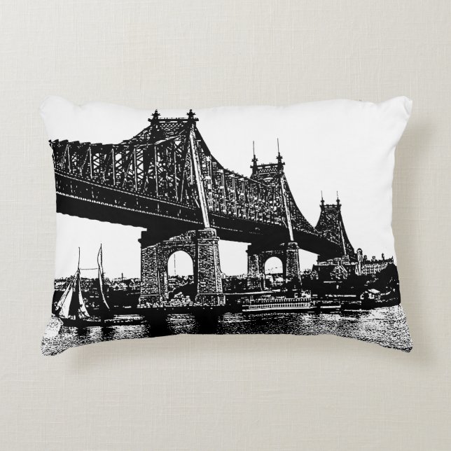Almofada Decorativa Ponte de Queensboro - Oceano Náutico Capa de praia (Frente)