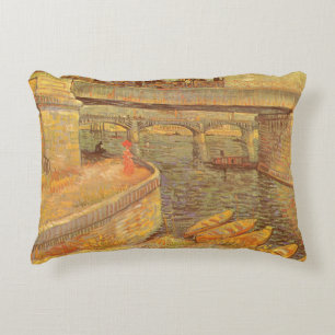 Almofada Decorativa Pontes de Vincent van Gogh Através do Seine Asnier