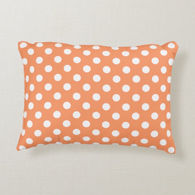 Almofada Decorativa Pontos Brancos em Laranja Tangerina (Verso)