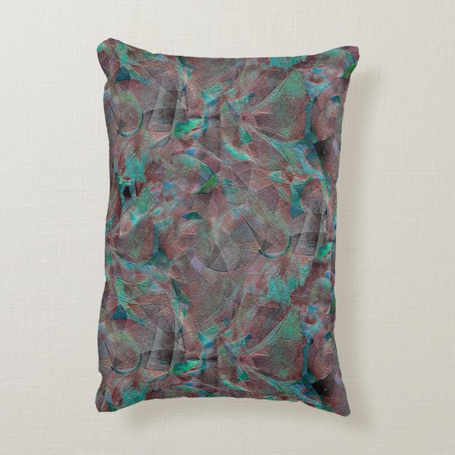 Almofada Decorativa Pontos castanhos e cianis no gesso de parede inaca (Verso(Vertical))