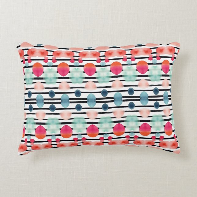 Almofada Decorativa Pontos e Stripes Aquarela 1 (Frente)