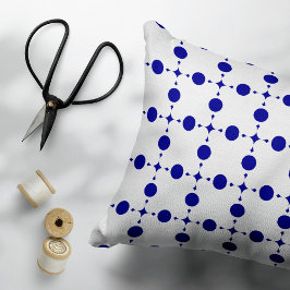 Almofada Decorativa Pontos Polka Azul Marinho, Padrão de Bolinhas, Pon