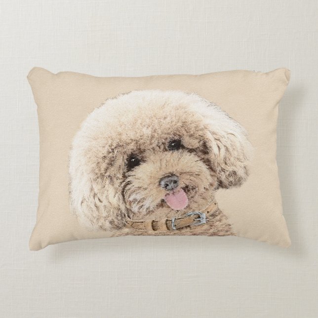 Almofada Decorativa Poodle Miniature Toy Apricot Cream Brown Dog Art (Frente)