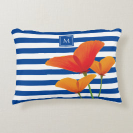 Almofada Decorativa Poppy Blue Stripes Monograma
