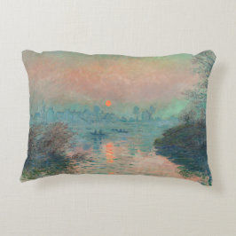 Almofada Decorativa Pôr do sol de Monet no Impressionismo de Arte Fina