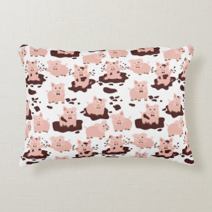 Almofada Decorativa Porcos Fofos Brincando na Lama Animais da Fazenda