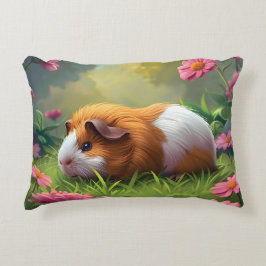 Almofada Decorativa Porquinho-da-índia Entre as Flores Rosa