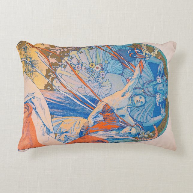 Almofada Decorativa Poster de Alphonse Mucha para o Festival de Sokol  (Frente)