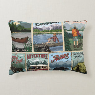 Almofada Decorativa Posteres vintage de recreação exteriores com canoa