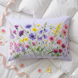 Almofada Decorativa Prado de flores silvestres aquarelas