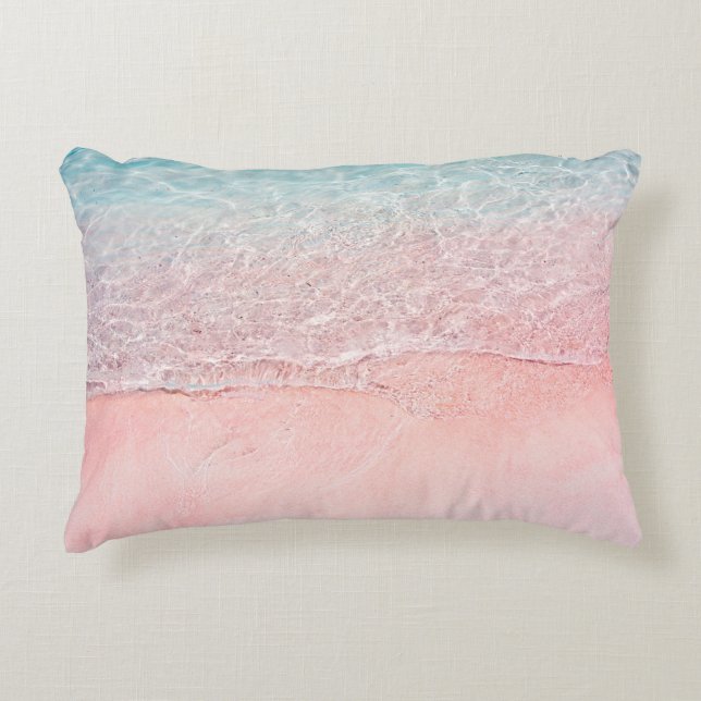 Almofada Decorativa Praia Rosa e Onda Splash (Frente)