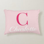 Almofada Decorativa Preppy Pink Monogram Name Dorm Room Pillow<br><div class="desc">Preppy Pink Monogram Name Dorm Room Pillow – Personalized College Dorm Decor Add a polished preppy touch to your college dorm or bedroom with this personalized pink monogram pillow. Featuring a soft blush pink background, an elegant script name overlay, and a bold modern initial, this decorative throw pillow blends classic...</div>