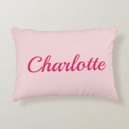 Almofada Decorativa Preppy Pink Personalized Name Dorm Room Pillow