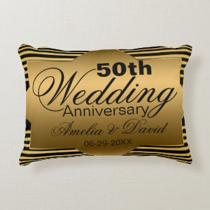 Almofada Decorativa Presente de 50 anos de casamento Dourado