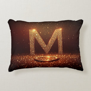 Almofada Decorativa Presente Monograma Letra M Brilho Dourado