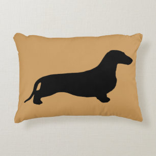 Almofada Decorativa Preto da silhueta do Dachshund + suas ideias