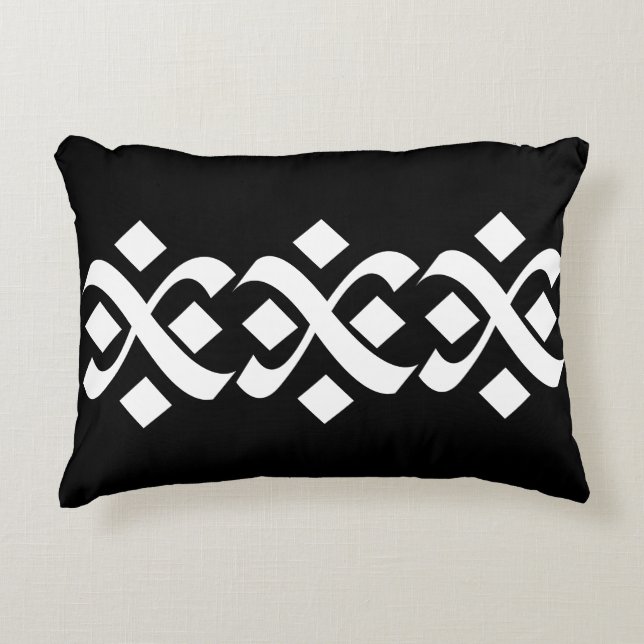 Almofada Decorativa Preto Elegante e Branco florescentes (Frente)