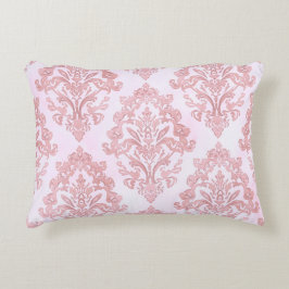 Almofada Decorativa Pretty in Pink Victorian Damask Watercolor Pattern