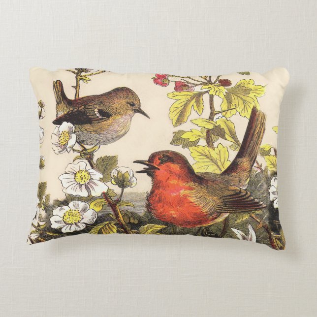 Almofada Decorativa Primavera Robin Birds Red Birds (Verso)