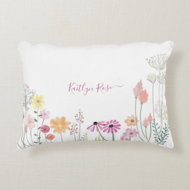 Almofada Decorativa Primavera Wildflower Garden | Personalizado (Frente)