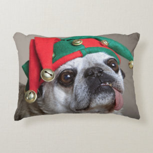 Almofada Decorativa Pug de vista engraçado com a língua que pendura