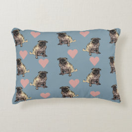 Almofada Decorativa Pugs & corações