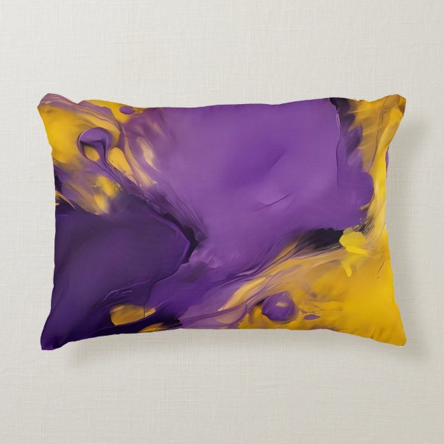Almofada Decorativa Purple and Gold Abstract (Frente)