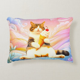 Almofada Decorativa Purrfectly Asleep – Cat Holding Ice Cream Cone