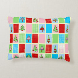 Almofada Decorativa Quadrados de Natal Coloridos
