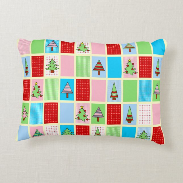 Almofada Decorativa Quadrados de Natal Coloridos (Verso)