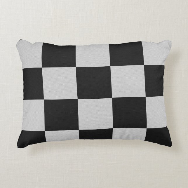 Almofada Decorativa Quadrados Pretos e Brancos Verificados ou COR PERS (Frente)