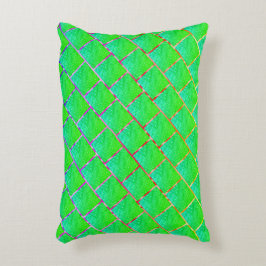 Almofada Decorativa Quadrados verde azulado, linhas de três núcleos.