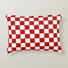 Almofada Decorativa Quadrados xadrez vermelhos e brancos geométrico re