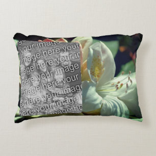 Almofada Decorativa Quadro de Flores Branco Azalea Adicionar Sua Foto