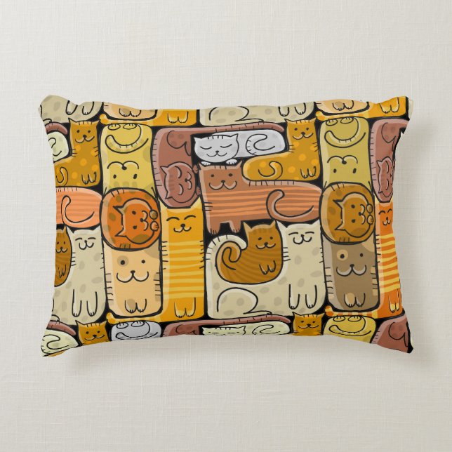 Almofada Decorativa Quebra-cabeça Funny Cats House Sem Olhos (Frente)