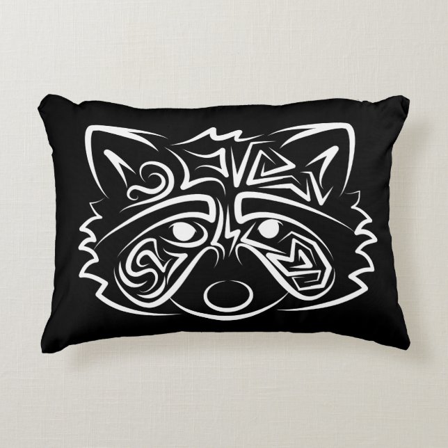 Almofada Decorativa Racconon Tribal Negro e Branco (Frente)
