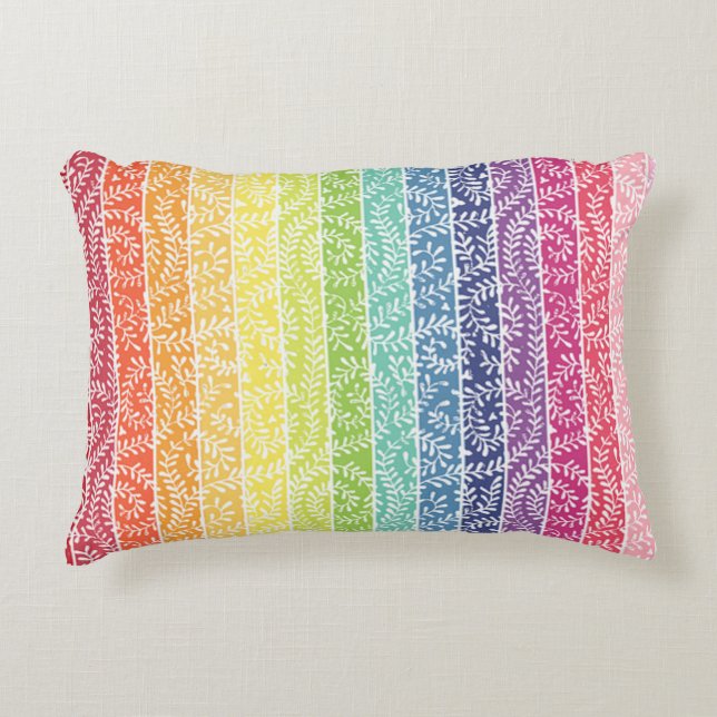 Almofada Decorativa Rainbow Leaf Pattern Boho (Frente)