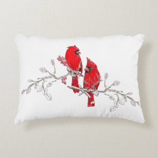 Almofada Decorativa Ramais de Berry de Natal do Cardeal Vermelho